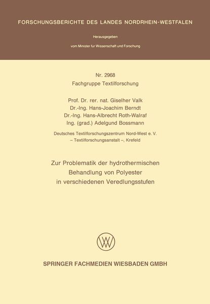 Produktbild: Zur Problematik der hydrothermischen Behandlung von Polyester in verschiedenen Veredlungsstufen