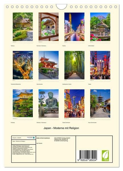 Produktbild: Japan - Moderne mit Religion (Wandkalender 2026 DIN A4 hoch), CALVENDO Monatskalender
