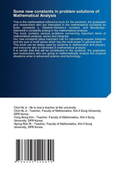 Produktbild: Some new constants in problem solutions of Mathematical Analysis