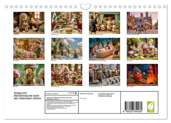 Produktbild: Amigurumi M&auml;rchenstunde nach den Gebr&uuml;dern Grimm (Wandkalender 2026 DIN A4 quer), CALVENDO Monatskalender