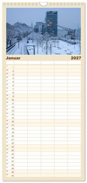 Produktbild: Familienplaner 2027 - Urbane Impressionen: Domstadt K&ouml;ln - Lebensgef&uuml;hl am Rhein mit 5 Spalten (Wandkalender, 21 x 45 cm) CALVENDO