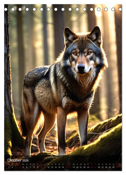 Produktbild: Der Wolf - Sehnsucht Freiheit Kraft (Tischkalender 2026 DIN A5 hoch), CALVENDO Monatskalender