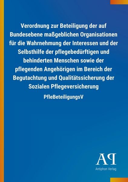 Produktbild: Verordnung zur Beteiligung der auf Bundesebene ma&szlig;geblichen