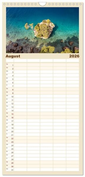 Produktbild: Familienplaner 2026 - Kroatien von oben mit 5 Spalten (Wandkalender, 21 x 45 cm) CALVENDO