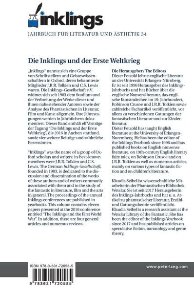 Produktbild: Inklings &ndash; Jahrbuch f&uuml;r Literatur und &Auml;sthetik