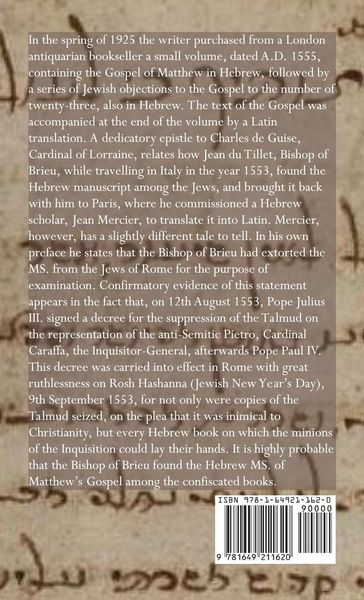 Produktbild: An Old Hebrew Text of St. Matthew's Gospel