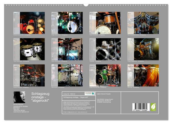 Produktbild: Schlagzeug onstage - "abgerockt" (hochwertiger Premium Wandkalender 2026 DIN A2 quer), Kunstdruck in Hochglanz