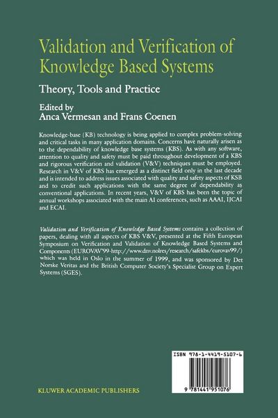 Produktbild: Validation and Verification of Knowledge Based Systems