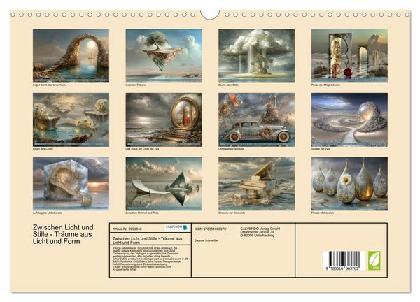Produktbild: Zwischen Licht und Stille - Tr&auml;ume aus Licht und Form (Wandkalender 2026 DIN A3 quer), CALVENDO Monatskalender