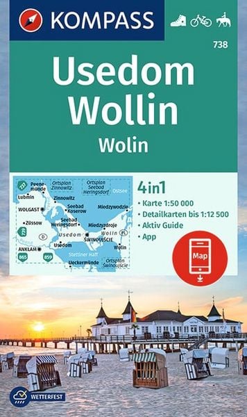 Produktbild: KOMPASS Wanderkarte 738 Insel Usedom - Insel Wollin/Wolin 1:50.000