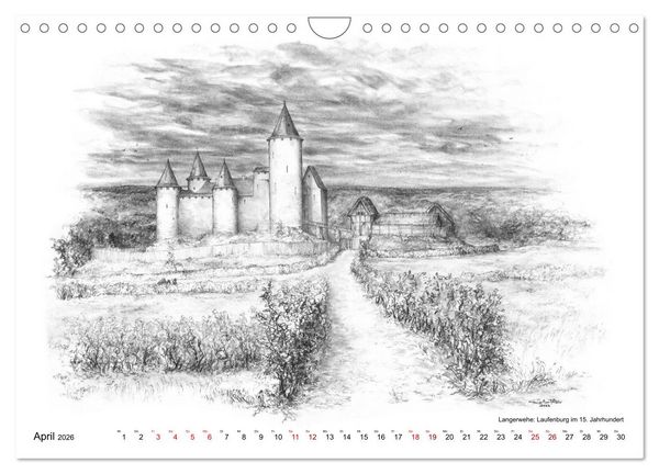 Produktbild: ZeitZeichnen: Burgen und Befestigungen in der Aachener Region (Wandkalender 2026 DIN A4 quer), CALVENDO Monatskalender