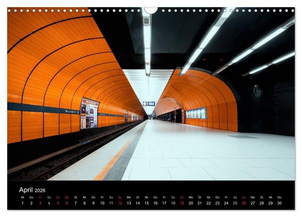 Produktbild: MetroMUC, Stationen im Untergrund M&uuml;nchens (Wandkalender 2026 DIN A3 quer), CALVENDO Monatskalender