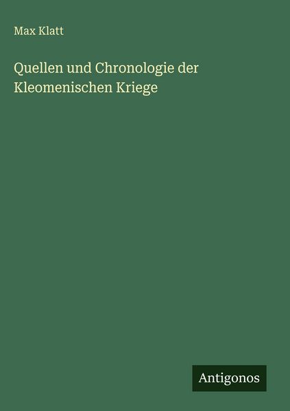 Produktbild: Quellen und Chronologie der Kleomenischen Kriege