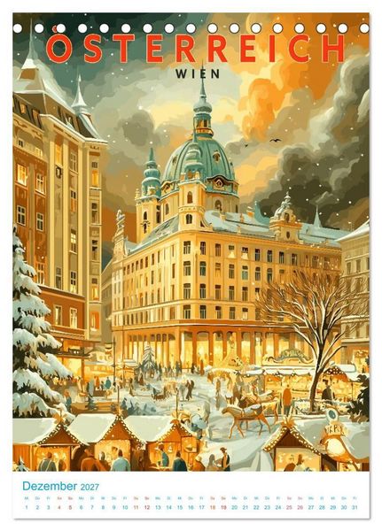 Produktbild: &Ouml;sterreich - Old School Poster Style (Tischkalender 2027 DIN A5 hoch), CALVENDO Monatskalender