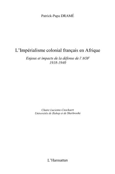 Produktbild: Imperialisme colonial francaisAfrique