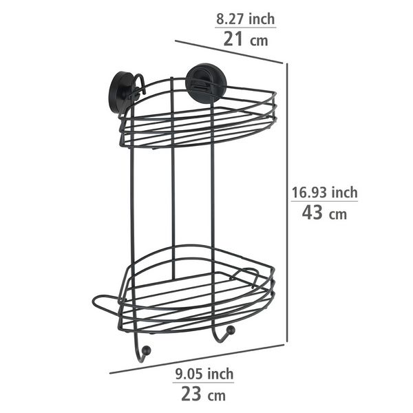 Produktbild: Mod. Vacuum-Loc&reg; Eckregal 2 Etagen Schwarz, Wandablage, Befestigen ohne bohren