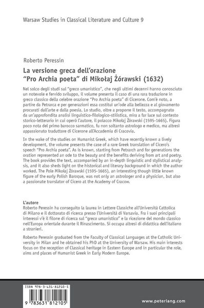 Produktbild: La versione greca dell&rsquo;orazione &ldquo;Pro Archia poeta&rdquo; di Mikołaj Ż&oacute;rawski (1632)