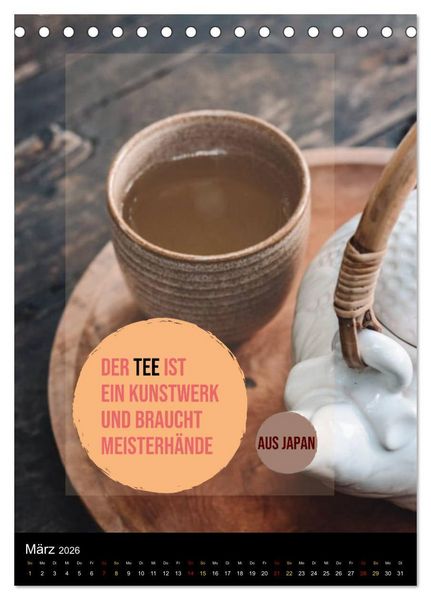Produktbild: TEE Weisheiten und Zitate (Tischkalender 2026 DIN A5 hoch), CALVENDO Monatskalender