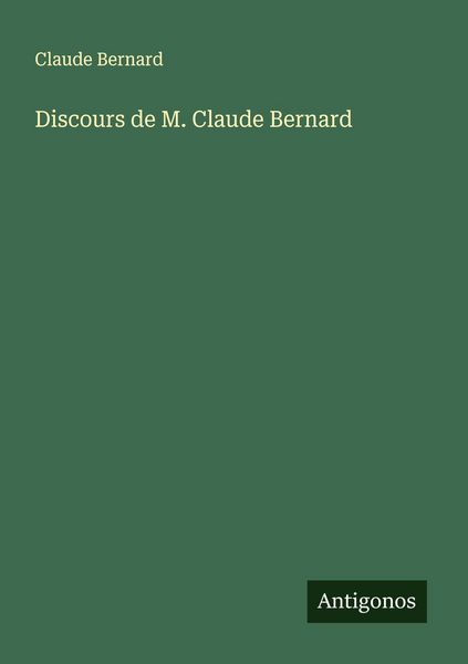 Produktbild: Discours de M. Claude Bernard