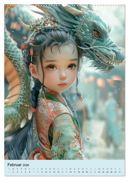 Produktbild: Mein zauberhafter Drache &ndash; KI-Illustrationen (Wandkalender 2026 DIN A2 hoch), CALVENDO Monatskalender