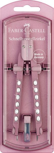 Produktbild: Faber-Castell Schnellverstellzirkel Factory Sparkle gr&uuml;n lila rosa 3fach sortiert