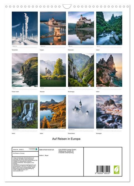 Produktbild: Auf Reisen in Europa (Wandkalender 2026 DIN A3 hoch), CALVENDO Monatskalender