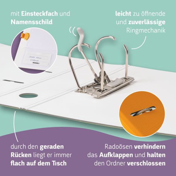 Produktbild: Brunnen Ordner &bdquo;WAVE&ldquo; &brvbar; A4, 50 mm, Hebelmechanik mit gummiertem Griff, orange