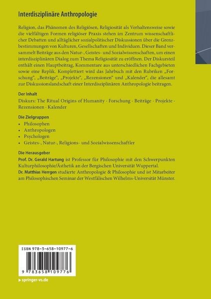 Produktbild: Interdisziplin&auml;re Anthropologie