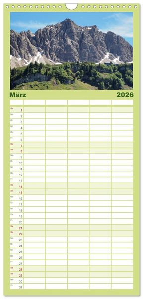 Produktbild: Familienplaner 2026 - Bergerlebnisse im Tannheimer Tal mit 5 Spalten (Wandkalender, 21 x 45 cm) CALVENDO