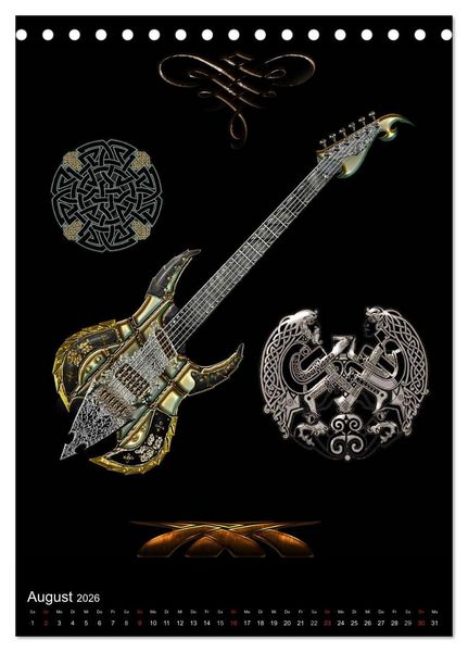 Produktbild: Heroische Gitarren (Tischkalender 2026 DIN A5 hoch), CALVENDO Monatskalender