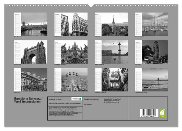 Produktbild: Barcelona Schwarz / Wei&szlig; Impressionen (hochwertiger Premium Wandkalender 2026 DIN A2 quer), Kunstdruck in Hochglanz