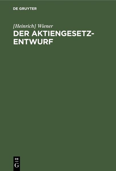 Produktbild: Der Aktiengesetz-Entwurf
