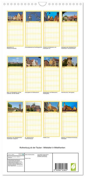 Produktbild: Familienplaner 2027 - Rothenburg ob der Tauber - Mittelalter in Mittelfranken mit 5 Spalten (Wandkalender, 21 x 45 cm) CALVENDO