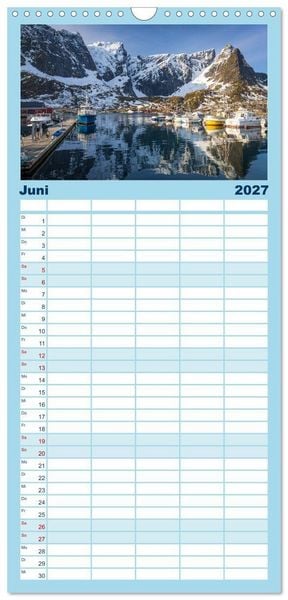 Produktbild: Familienplaner 2027 - Licht des Nordens - LOFOTEN mit 5 Spalten (Wandkalender, 21 x 45 cm) CALVENDO