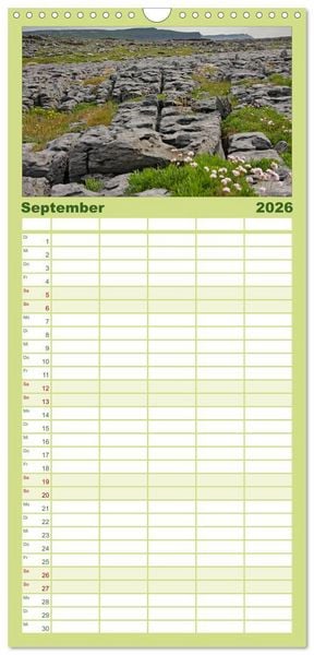 Produktbild: Familienplaner 2026 - Irlands vielf&auml;ltige Landschaften mit 5 Spalten (Wandkalender, 21 x 45 cm) CALVENDO