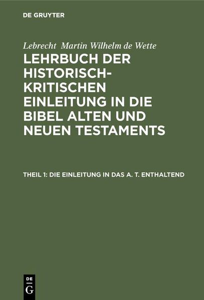 Produktbild: Die Einleitung in das A. T. enthaltend