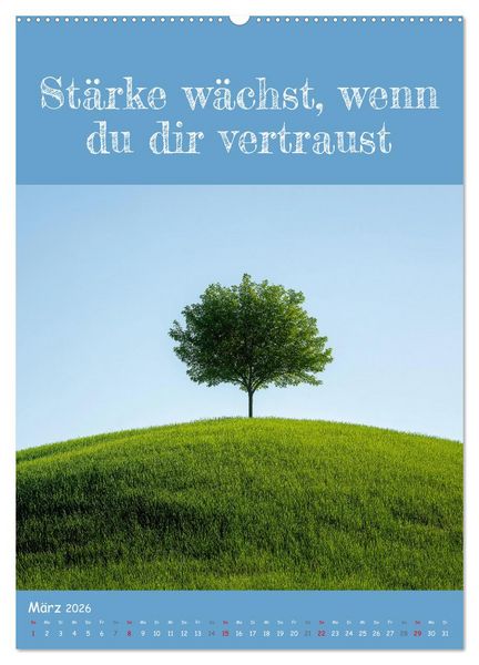 Produktbild: Positiv denken - Kalender f&uuml;r mehr Selbstvertrauen (Wandkalender 2026 DIN A2 hoch), CALVENDO Monatskalender