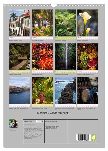 Produktbild: Madeira - wiederentdeckt (Wandkalender 2026 DIN A3 hoch), CALVENDO Monatskalender