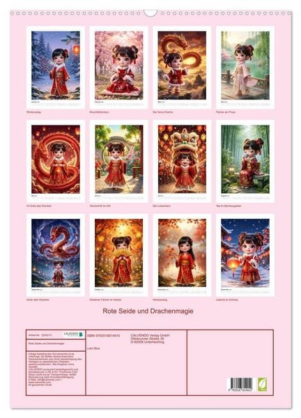 Produktbild: Rote Seide und Drachenmagie (Wandkalender 2027 DIN A2 hoch), CALVENDO Monatskalender
