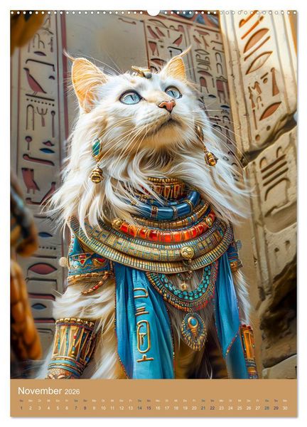 Produktbild: &Auml;gyptens Katzen - G&ouml;ttliche Eleganz im Stile der Pharaonen (hochwertiger Premium Wandkalender 2026 DIN A2 hoch), Kunstdruck in Hochglanz