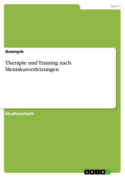 Produktbild: Therapie und Training nach Meniskusverletzungen