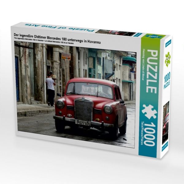 CALVENDO Puzzle Der legendäre Oldtimer Mercedes 180 unterwegs in Havanna | 1000 Teile Lege-Größe 64x48cm Foto-Puzzle für glückliche Stunden