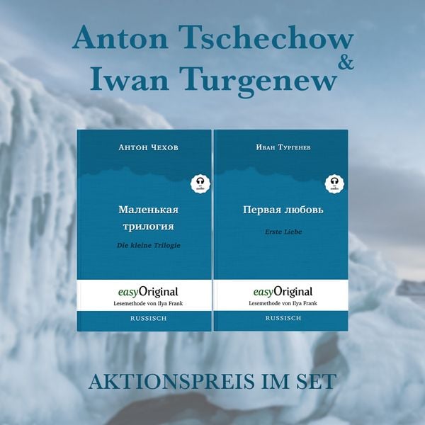 Produktbild: Tschechow & Turgenew Geschenkset - 2 B&uuml;cher (Hardcover mit Audio-Online) + Marmortr&auml;ume Schreibset Premium