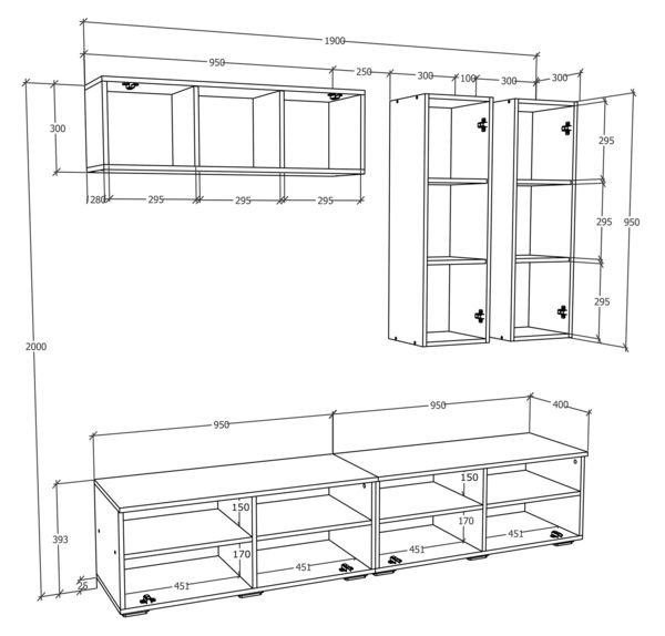 Produktbild: Schrankwand Wohnzimmer Anbauwand Wohnwand Arila XL