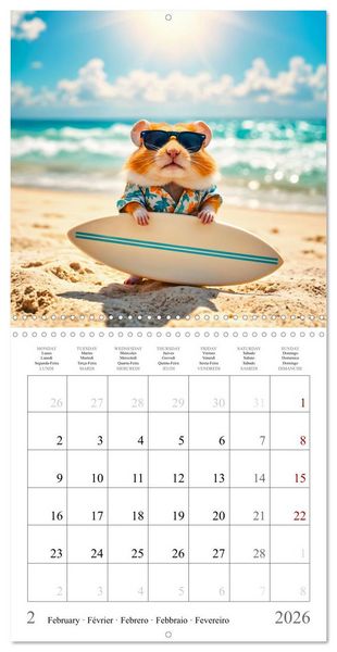 Produktbild: On holiday with AI hamsters (Wall Calendar 2026 12 &times; 12 Inch) CALVENDO 12 Month Wall Calendar