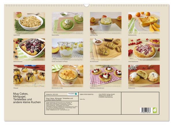 Produktbild: Mug Cakes, Minigugel, Tartelettes und andere kleine Kuchen (Wandkalender 2026 DIN A2 quer), CALVENDO Monatskalender