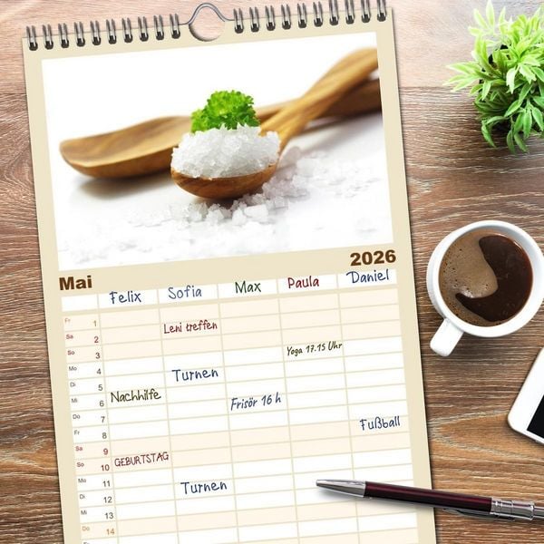 Produktbild: Familienplaner 2026 - Leichte K&uuml;che mit 5 Spalten (Wandkalender, 21 x 45 cm) CALVENDO