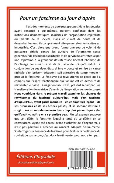 Produktbild: Pour Un Fascisme Du Jour D'apres, 2&egrave;me &Eacute;dition