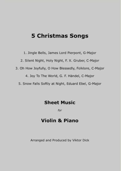 Produktbild: 5 Christmas Songs Sheet Music for Violin & Piano