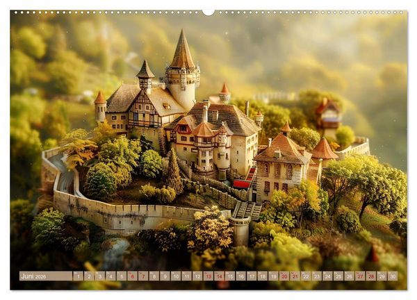 Produktbild: Miniaturwelt Burgen und Schl&ouml;sser (Wandkalender 2026 DIN A2 quer), CALVENDO Monatskalender